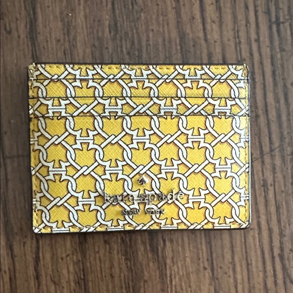 Kate Spade Yellow and White Card Holder